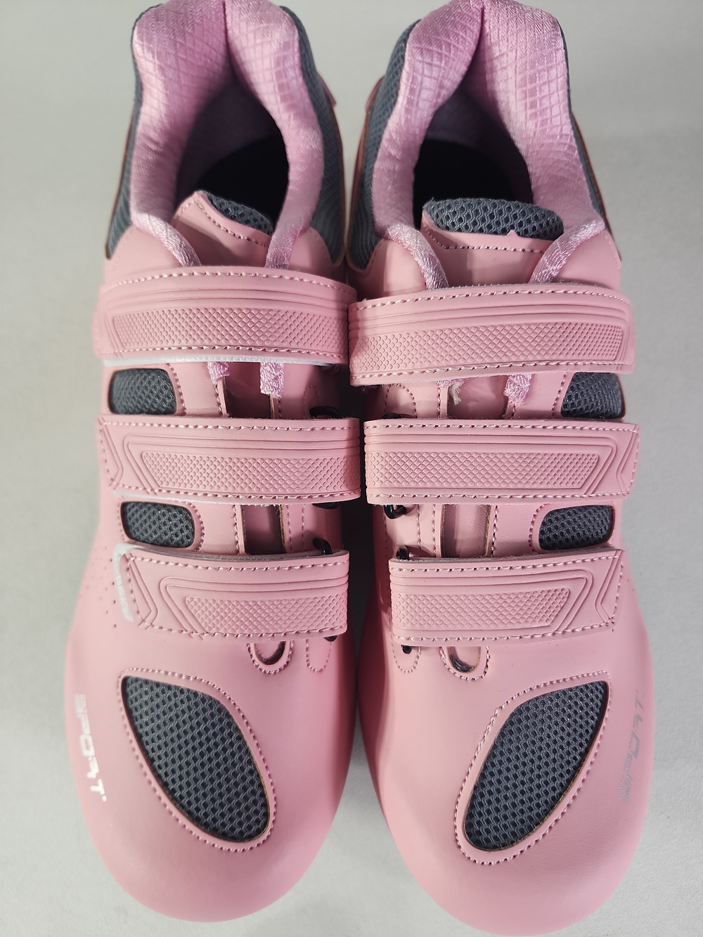 Women’s Pink Athletic Cycling Shoes with Triple Velcro Straps